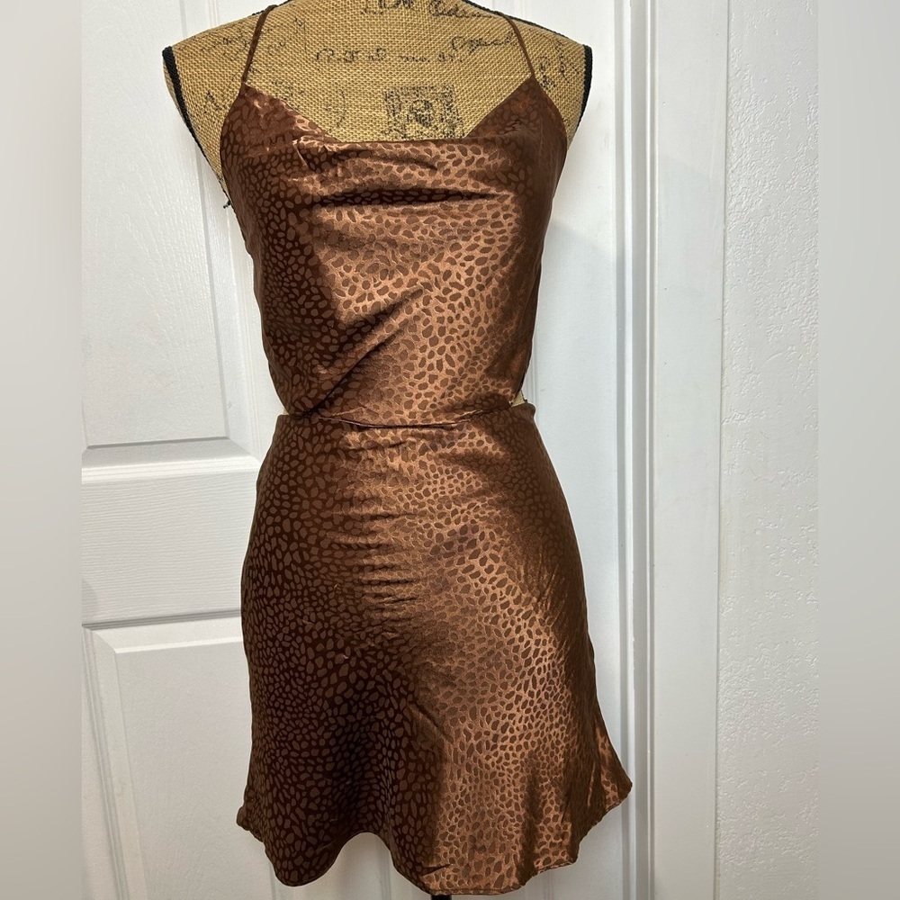 ACOA Elegant Brown Leopard Print Dress